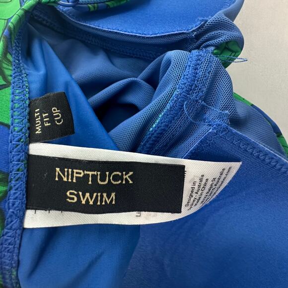 Nip Tuck Swim Tankini Top Size 4 Blue Green Multi-Fit Cup Slimming Side Ruching - Picture 3 of 6
